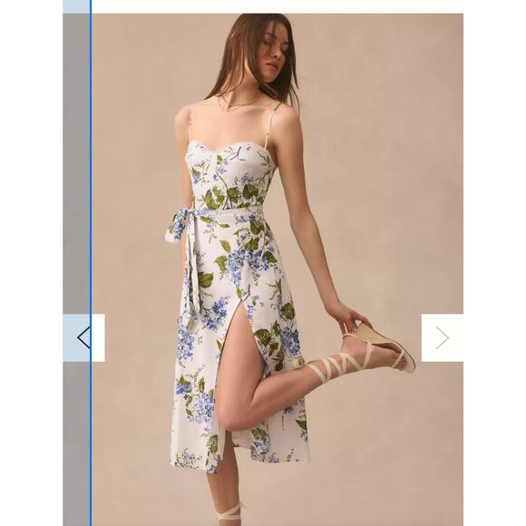 Reformation Kieryn Blue Floral Linen Dress - Picture 3 of 8